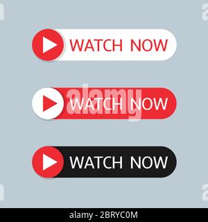 Icône de bouton regarder maintenant définie Illustration de Vecteur