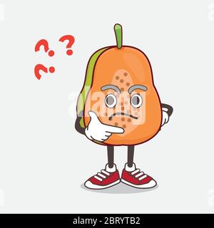 Une illustration du personnage de mascotte de papaye fruit dans un geste confus Illustration de Vecteur