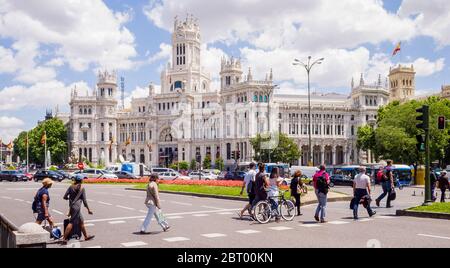 Palacio de Cibeles antiguo Palacio de las Comunicaciones. Monumento. Plaza de Cibeles. Ayuntamiento de Madrid. Espagne Banque D'Images