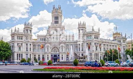 Palacio de Cibeles antiguo Palacio de las Comunicaciones. Monumento. Plaza de Cibeles. Ayuntamiento de Madrid. Espagne Banque D'Images