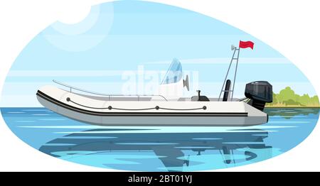 Bateau de luxe avec illustration vecteur semi-plat moteur Illustration de Vecteur