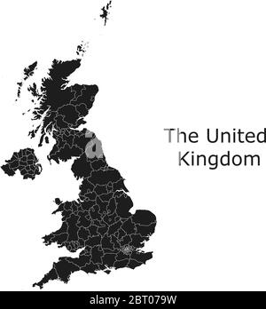 Cartes vectorielles du Royaume-Uni avec régions administratives, municipalités, départements, frontières Illustration de Vecteur