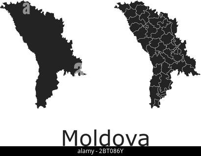 Cartes vectorielles de la Moldova avec régions administratives, municipalités, départements, frontières Illustration de Vecteur