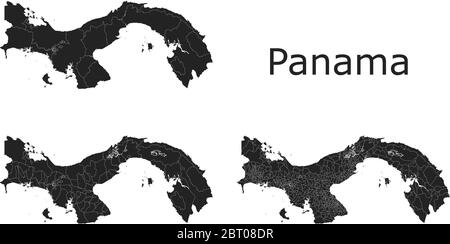 Cartes vectorielles du Panama avec régions administratives, municipalités, départements, frontières Illustration de Vecteur