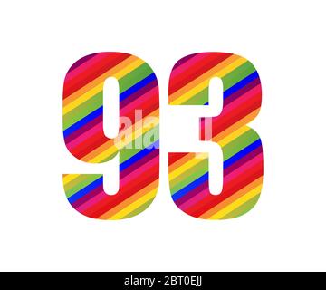 93 Numéro caractère numérique Rainbow style. Quatre-vingt-dix-quatre chiffres Vector Illustration Design isolé sur fond blanc. Illustration de Vecteur