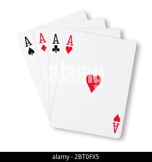 Concept commercial four Aces on White Winning Hand Banque D'Images