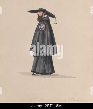 Un moine de l'ordre des barbules, d'un groupe de dessins représentant le costume péruvien, 1848. Banque D'Images