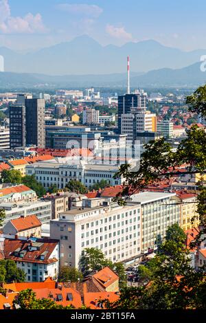 Ljubljana, Slovénie. Vue d'ensemble du centre-ville. Banque D'Images