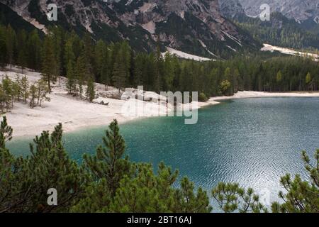 Lago di Braies Banque D'Images