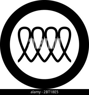 Cuisson à induction spirale électrique symbole de chaleur type surfaces de cuisson signe ustensile panneau de destination icône en cercle rond noir vecteur de couleur Illustration de Vecteur