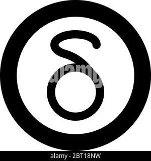 Symbole grec Delta petite lettre minuscule icône en cercle rond noir couleur vecteur illustration style plat image simple Illustration de Vecteur