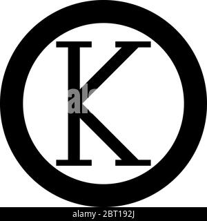 Kappa symbole grec majuscule majuscule majuscule icône de police en cercle rond noir couleur vecteur illustration style plat image simple Illustration de Vecteur