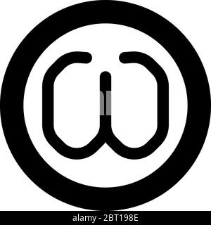 Symbole grec Omega petite lettre minuscule icône en forme de police cercle rond noir couleur vecteur illustration plat style simple image Illustration de Vecteur