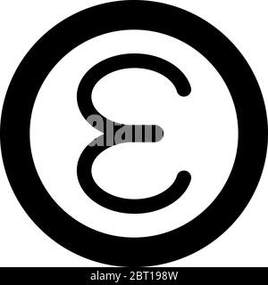 Epsilon grec petite lettre minuscule icône en forme de police cercle rond noir couleur vecteur illustration style plat image simple Illustration de Vecteur