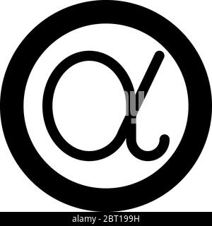 Symbole grec alpha petite lettre minuscule icône en cercle rond noir couleur vecteur illustration de style plat image simple Illustration de Vecteur