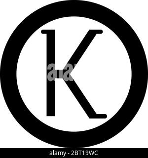 Kappa symbole grec petite lettre minuscule icône en cercle rond noir couleur vecteur illustration style plat image simple Illustration de Vecteur