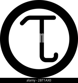 Tau symbole grec petite lettre minuscule icône en cercle rond noir couleur vecteur illustration style plat image simple Illustration de Vecteur