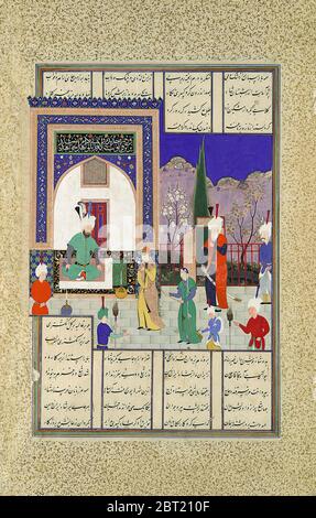 Mushirvan Greets la fille de Khaqan, Folio 633v du Shahnama (Livre des Rois) de Shah Tahmap, ca. 1530-35. Banque D'Images