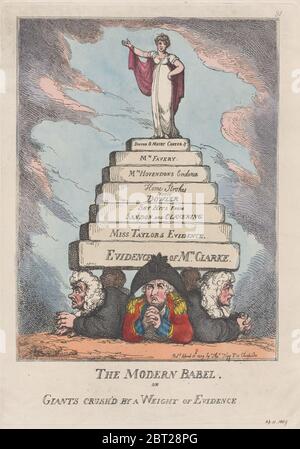 Le Babel moderne, ou Giants écrasés par un poids de preuve, 11 avril 1809. Banque D'Images