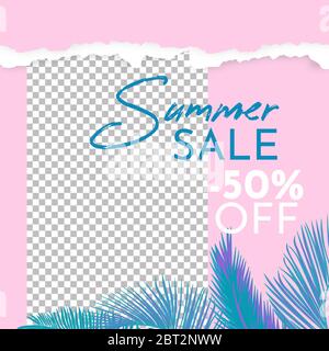 Cadre de post-média social pour les soldes d'été. Illustration de Vecteur