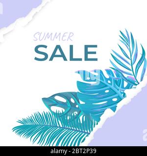 Cadre de post-média social pour les soldes d'été. Illustration de Vecteur