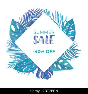 Cadre de post-média social pour les soldes d'été. Illustration de Vecteur