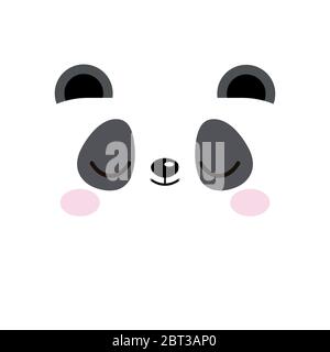 Adorable panda endormi ours emoji visage affiche isolé sur fond blanc. Illustration de Vecteur