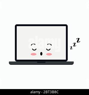 Dormir hors de l'ordinateur portable icône vecteur emoji mignon isolée sur fond blanc. Illustration de Vecteur