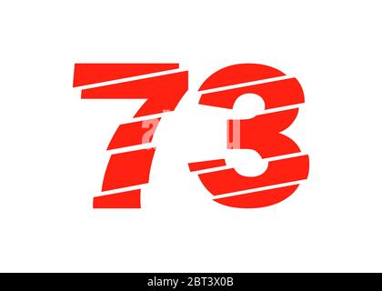 Illustration vectorielle moderne Red 73 Number Design. Style ligne plate tendance vectoriel numérique. Modèle d'illustration des éléments vectoriels pour Web Design ou Greeti Illustration de Vecteur