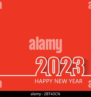 Modèle de conception de ligne moderne du nouvel an 2023, isolé sur fond rouge. Design moderne pour le calendrier, les invitations, les cartes de vœux, les circulaires de vacances o Illustration de Vecteur