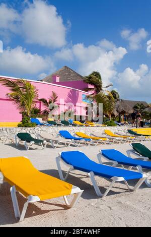 Plage dans le port de Costa Maya, Quintana Roo, Mexique, Amérique du Nord Banque D'Images