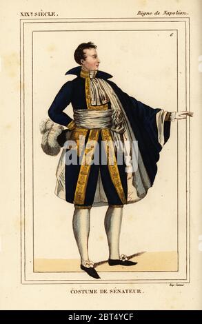 Costume d'un Sénateur français, l'époque napoléonienne. Lithographie coloriée par Léopold Massard de : Le Bibliophile Jacob aka Paul Lacroix Costumes historiques de la France (Costumes historiques de la France), Administration de librairie, Paris, 1852. Banque D'Images