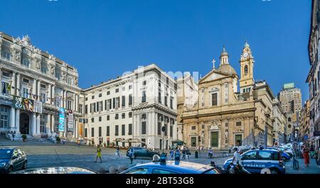 Piazza Matteotti au coeur de la ville historique de Gênes avec le Palazzo Ducale, le Palais des Doges Banque D'Images