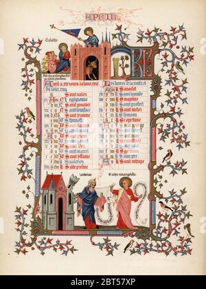 Calendrier Pour Avril Avec Chiffres De Zacharie Et Saint Jean L Evangeliste Citation De Galates Disciples Chateaux Bull D Oiseaux Et De Feuillage D Un Livre D Heures Du Duc L Anjou 1380 Chromolithographie En Couleurs Et Calendrier Pour Avril Avec Chiffres De Zacharie Et Saint Jean L Evangeliste Citation De Galates Disciples Chateaux Bull D Oiseaux Et De Feuillage D Un Livre D Heures Du Duc L Anjou 1380 Chromolithographie En Couleurs Et