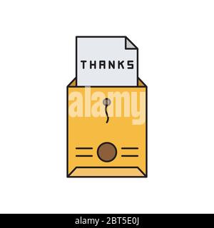 Enveloppe avec symbole d'icône de vecteur de lettre de remerciement isolé sur fond blanc Illustration de Vecteur