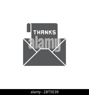Enveloppe avec symbole d'icône de vecteur de lettre de remerciement isolé sur fond blanc Illustration de Vecteur