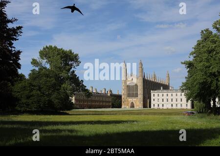 Cambridge. 22 mai 2020. Photo prise le 22 mai 2020 montre une vue de King's College, Université de Cambridge, à Cambridge, en Grande-Bretagne. Selon les médias locaux, il n'y aura pas de conférences en face à face à l'Université de Cambridge au cours de la prochaine année universitaire en raison de la COVID-19. Toutefois, les conférences seront disponibles pour les étudiants en ligne et il peut être possible d'accueillir en personne de plus petits groupes d'enseignement s'ils répondent aux exigences de distanciation sociale, a déclaré l'université. Crédit: Tim Ireland/Xinhua/Alay Live News Banque D'Images