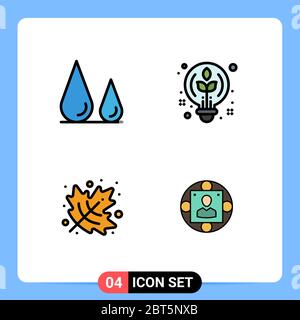 4 icônes créatives signes et symboles modernes de biologie, feuille, science, idée, gestionnaire éléments de conception vectorielle modifiables Illustration de Vecteur
