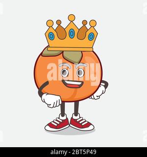 Illustration du personnage de mascotte de fruit Persimmon stylisé de King sur la conception de mascotte de dessin animé Illustration de Vecteur