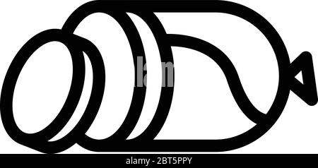 Icône en forme de saucisse coupée, style contour Illustration de Vecteur