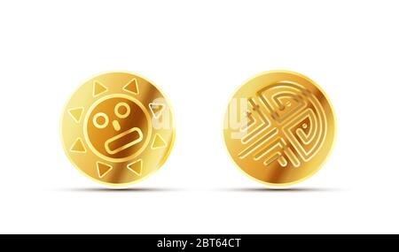 Deux pièces de monnaie anciennes brillantes et dorées sur blanc Illustration de Vecteur