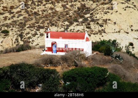 Grèce, île de Karpathos, petite église au village d'Olympos. Banque D'Images