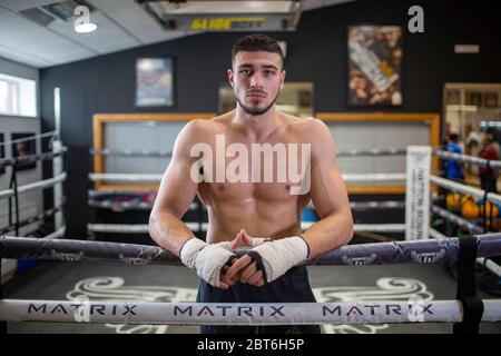 Mars 2019 entraînement de Boxer Tommy Fury au Hatton Gym de Manchester Banque D'Images