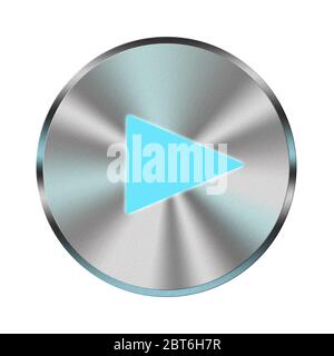bouton de lecture métallique pour lire l'icône multimédia des chansons Banque D'Images