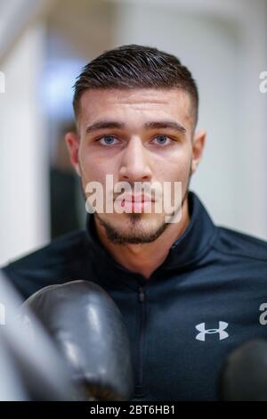 Mars 2019 entraînement de Boxer Tommy Fury au Hatton Gym de Manchester Banque D'Images