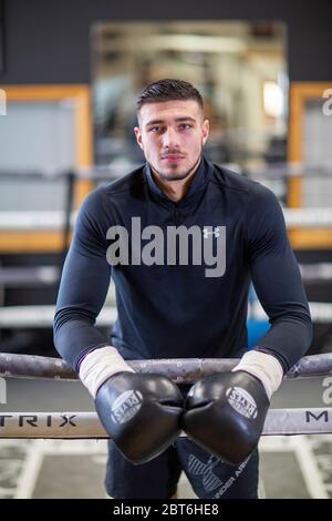 Mars 2019 entraînement de Boxer Tommy Fury au Hatton Gym de Manchester Banque D'Images