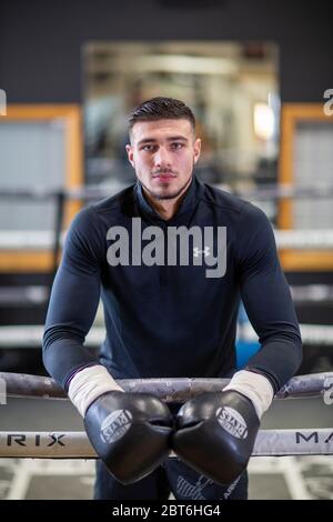 Mars 2019 entraînement de Boxer Tommy Fury au Hatton Gym de Manchester Banque D'Images