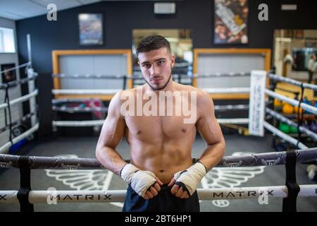 Mars 2019 entraînement de Boxer Tommy Fury au Hatton Gym de Manchester Banque D'Images