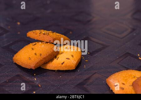 Biscuits salés de graines de cumin, Inde Banque D'Images