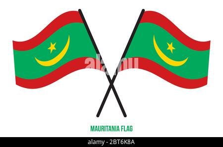 Illustration Vecteur de brandir le drapeau de la mauritanie sur fond blanc. La Mauritanie drapeau national. Illustration de Vecteur